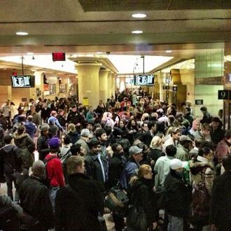 The crowd in Penn Station, via <a href=