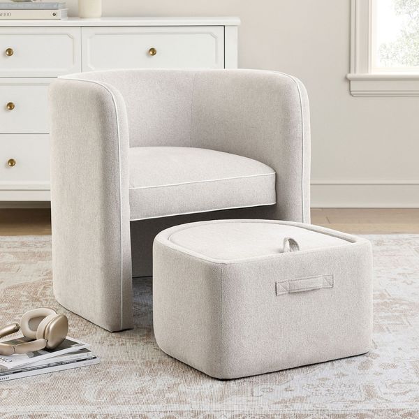 Pottery Barn Teen Piped Chair & Ottoman Set