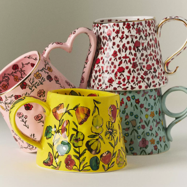The Mud Fairy Blooming Hearts Stoneware 24K Gold Accent Mug