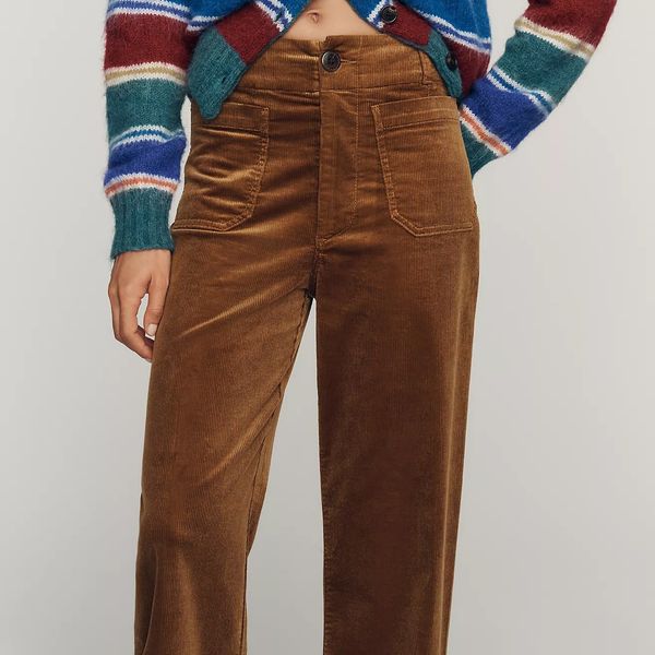 Maeve Colette Corduroy High-Rise Wide-Leg Full-Length Pants