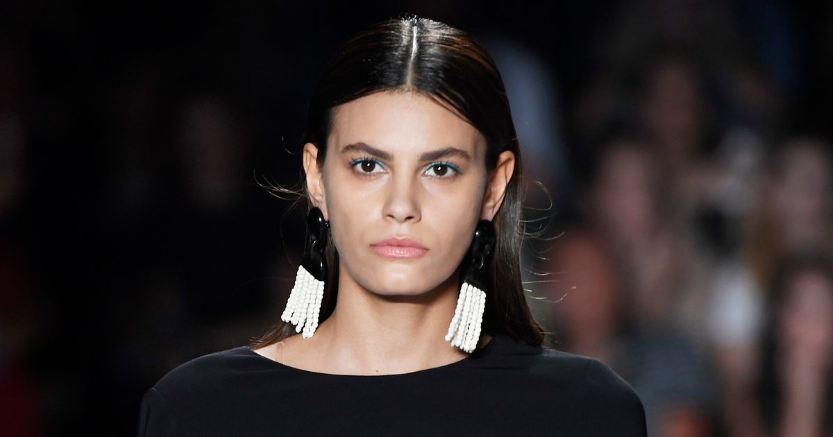 Model Walking Christian Siriano Caught Falling Earring