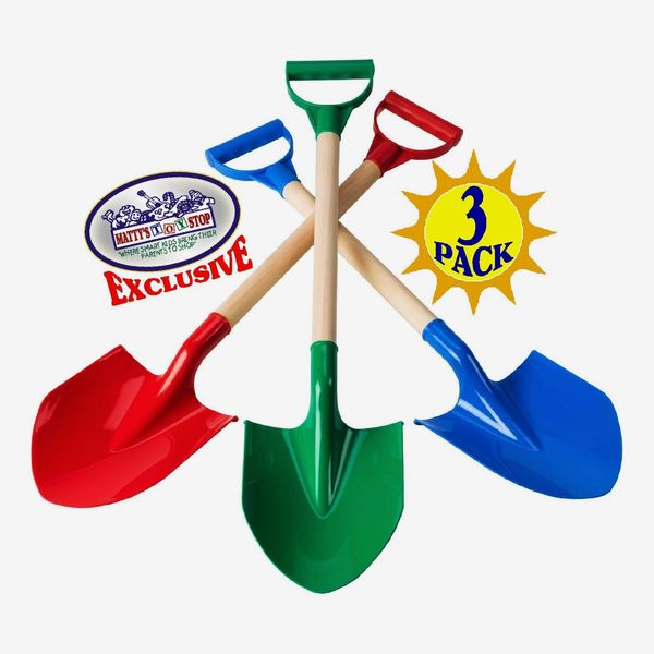 Matty’s Toy Stop 31” Heavy Duty Wooden Kids Sand Shovels, Set of 3