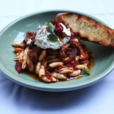 Broken braciole, cavatelli, ricotta, and Calabrian chili.