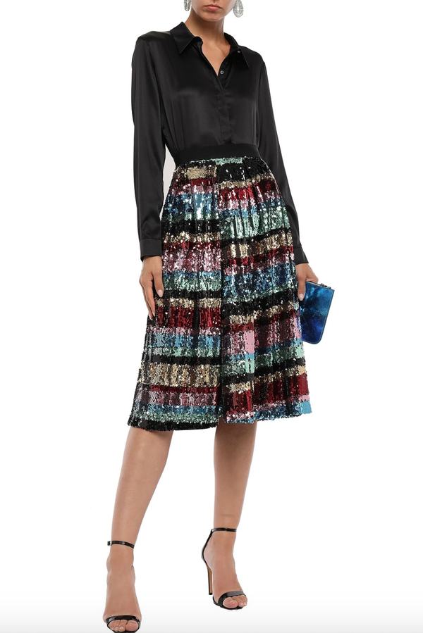 Ainea Flared Sequined Woven Skirt
