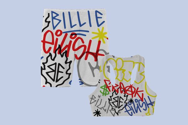 Billie Eilish x Freak City Graffiti Sports Bra and Bike Shorts Set