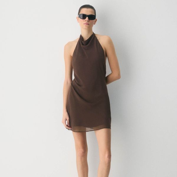 Ten Fête Chiffon Audience Mini Halter Dress