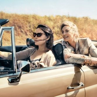 Lara Embry and Jane Lynch in this month's <em>Vogue</em>.