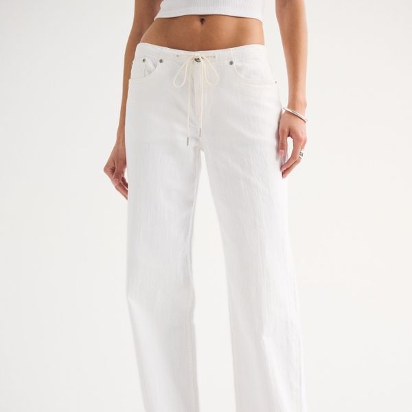 Abercrombie & Fitch Linen-Blend Low Rise Ultra Loose Drawstring Jean