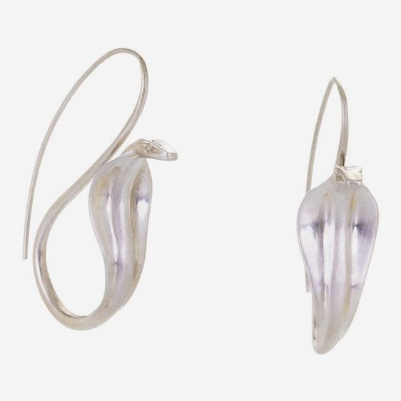 Annette Ferdinandsen Silver Cobra Earrings with Diamond Eyes
