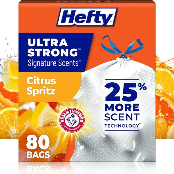 Hefty Ultra Strong Tall Kitchen Trash Bags - Citrus Spritz, 80 ct.