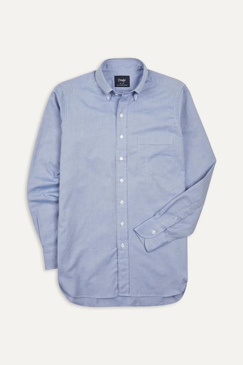Drake's Navy Pinpoint Oxford Cotton Cloth Button-Down Shirt