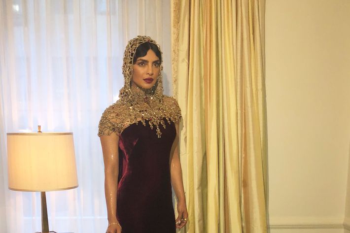 Priyanka Chopra getting ready for the 2018 Met Gala.
