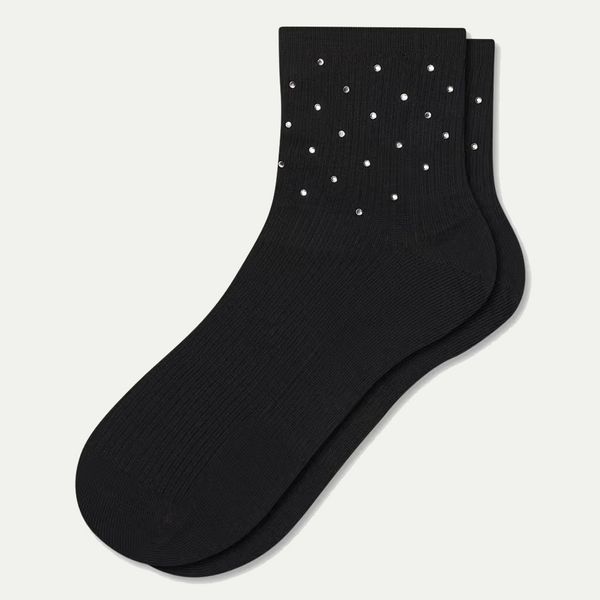 Bombas Rhinestone Rib Quarter Socks