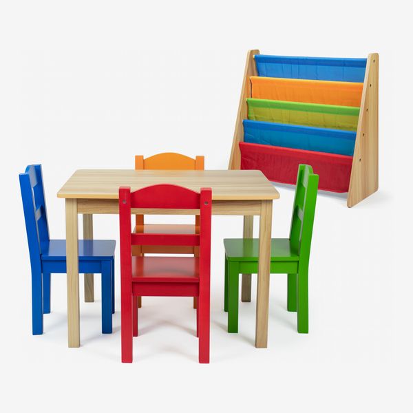 Humble Crew Multi Color Playroom in a Box, Kids Book Rack & 5pc Table and Chair Set