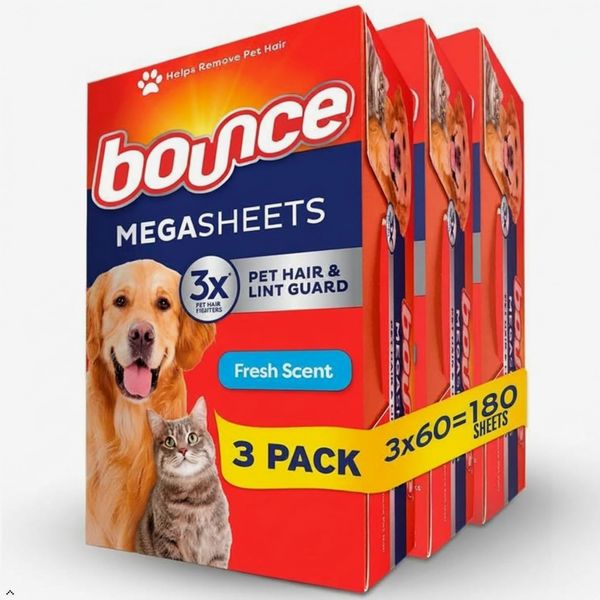 Bounce Mega Sheets - Pet Hair & Lint Guard, 180 Count