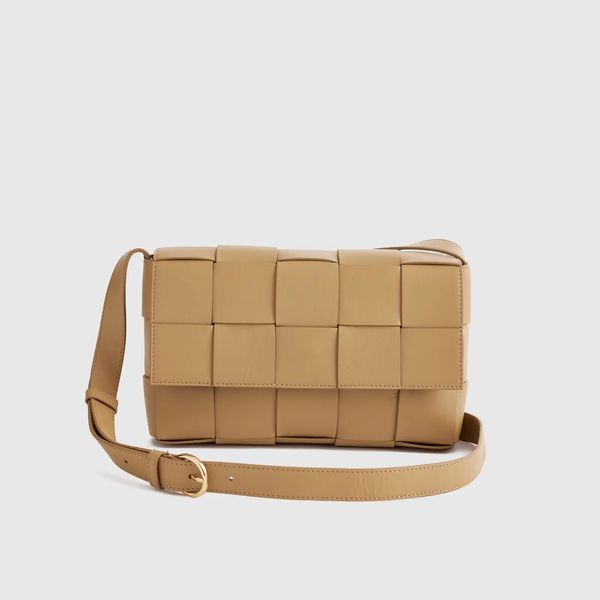 Quince Italian Leather Handwoven Flap Crossbody