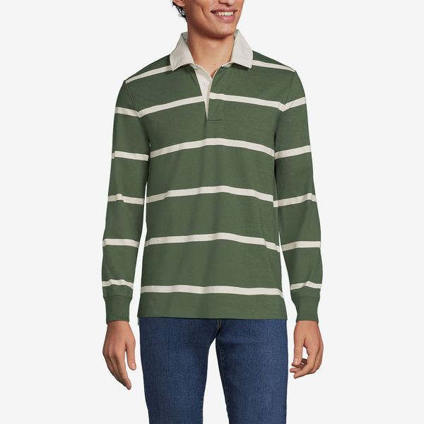 Lands’ End Men’s Long Sleeve Stripe Rugby Shirt