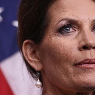 WASHINGTON, DC - JULY 13: Republican presidential candidate and U.S. Rep. Michele Bachmann speaks at a news conference at the U.S. Capitol July 13, 2011 in Washington, DC. Bachmann spoke on legislation regarding the debt ceiling and military benefits. (Photo by Win McNamee/Getty Images)