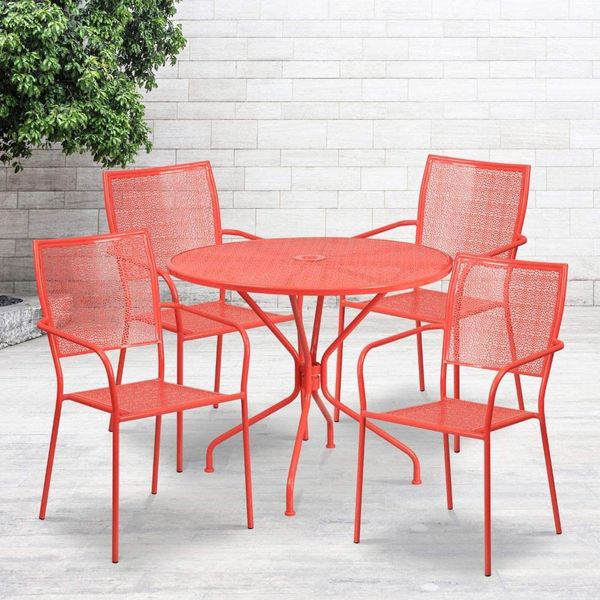 Flash Furniture 4-Piece Indoor-Outdoor Steel Patio Table Set