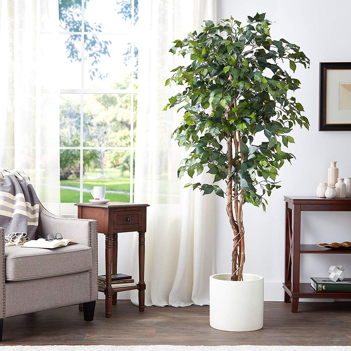 6' LARGE Artificial Ficus Silk Tree Fake Plant Potted Decor Yard Outdoor Indoor 