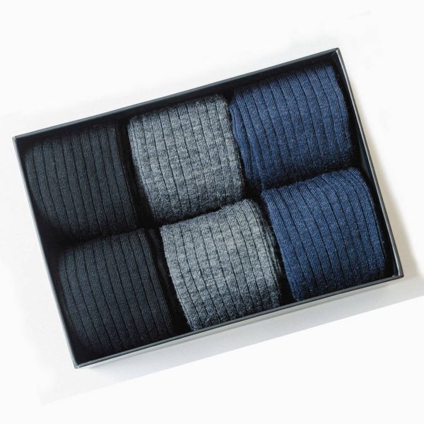 Boardroom Socks Merino Wool Mid-Calf Dress Socks - 6 Pair Gift Box