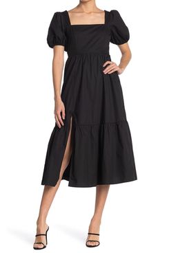 ASTR the Label Poplin Tiered Maxi Dress
