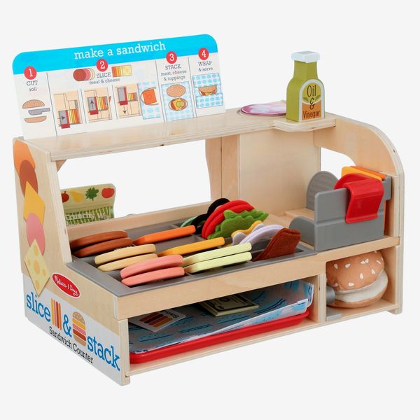 Melissa & Doug Wooden Slice & Stack Sandwich Counter with Deli Slicer