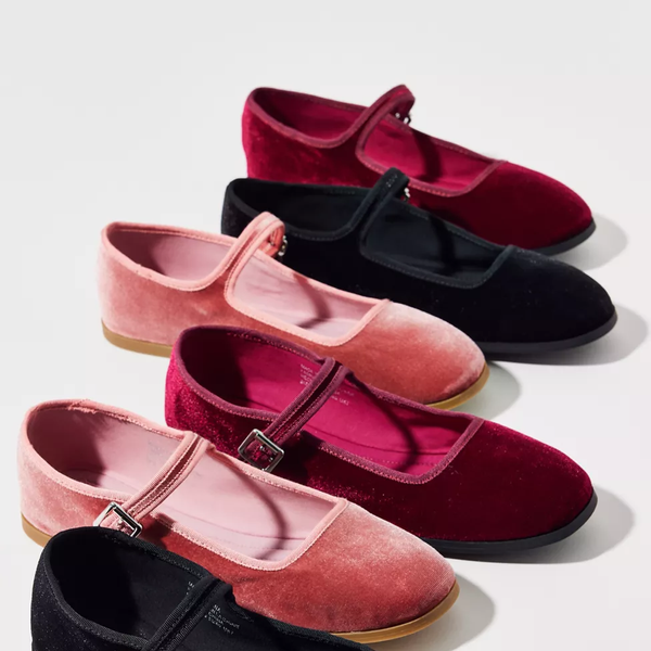 UO Madeline Velvet Mary Jane Ballet Flat