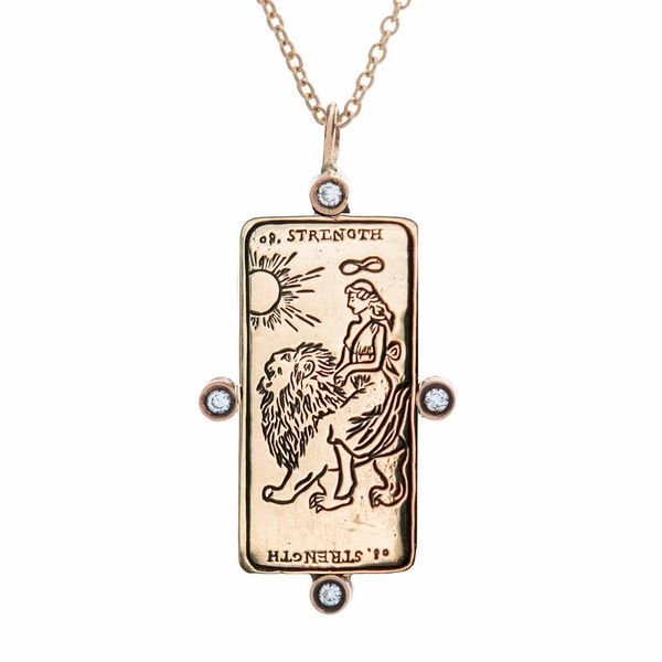 Sofia Zakia Diamond Strength Tarot Card Necklace