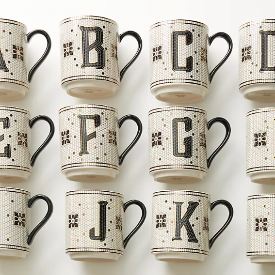 Anthropologie Bistro Tile Margot Monogram Mug