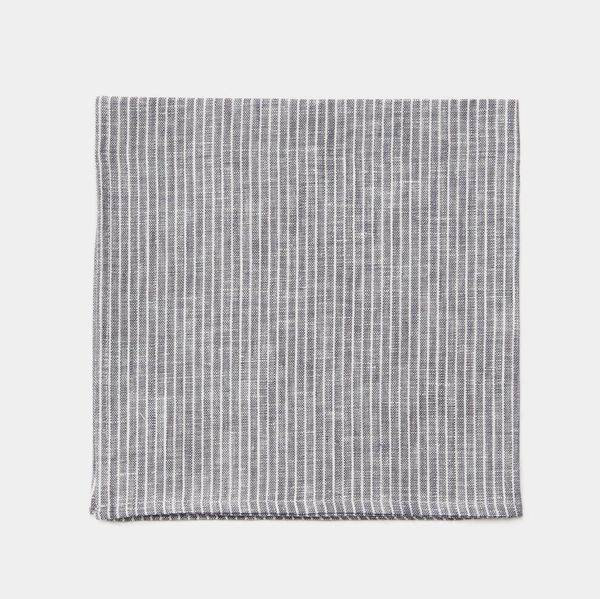 Fog Linen Napkin - Grey Thin White Stripe