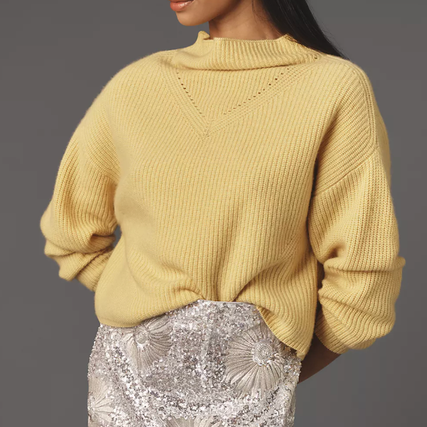 By Anthropologie The Enza Ribbed Cashmere Sweater: Cropped Long-Sleeve Edition