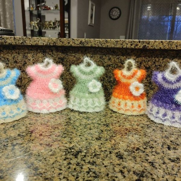 LittleCraftsCoByYM Handmade Crochet Dress Dish Scrubbies