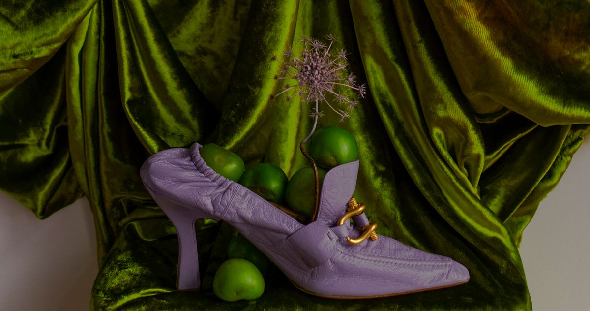 Shop Bottega Veneta’s Purple Madame Pumps