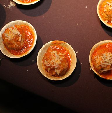 Pizza balls from the Meatball Shop.