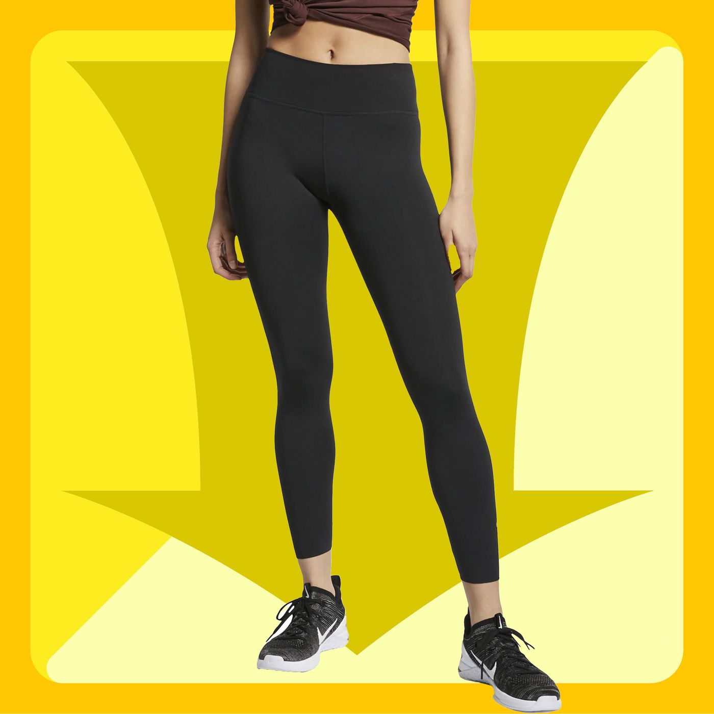 Nike Leggings Women 2XL Black Yellow Pro 365 Pull-On Solid Plus