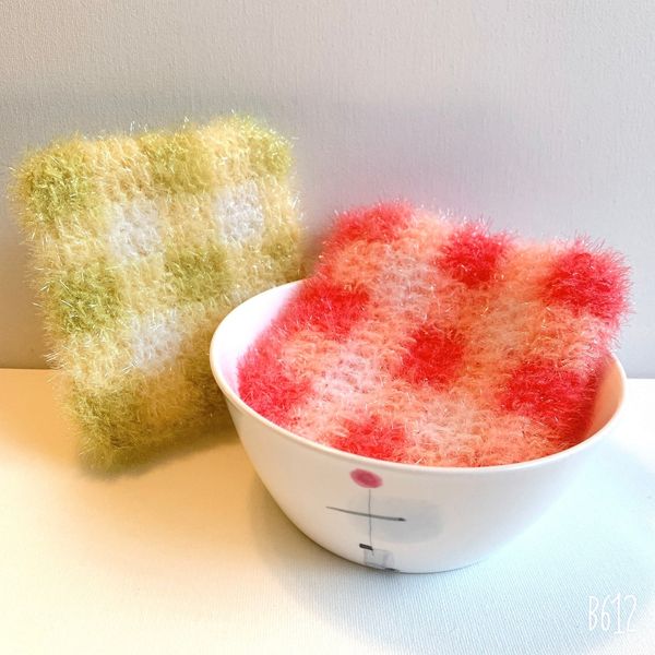 MamaScrubbies Checkered Pattern Korean Crocheted Dish Scrubby