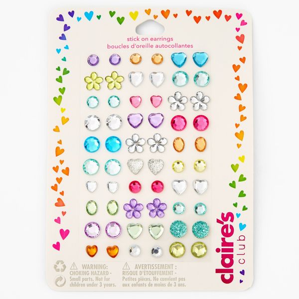 Claire's Club Rainbow Gems Stick On Earrings