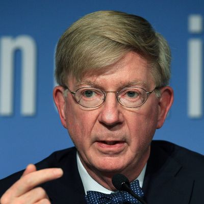 Columnist George Will participates in a discussion about the late U.S. Senator Daniel Patrick Moynihan, at the Peterson Institute for International Economics on October 27, 2010 in Washington, DC. The discussion was focused on a collection of letters written by the late senator and edited by his daughter Maura Moynihan in a book titled 