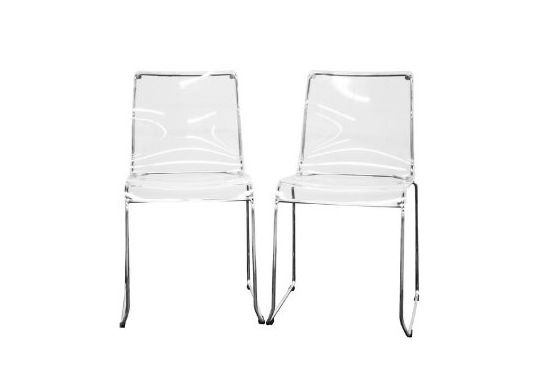 Lino Transparent Clear Acrylic Dining Chair, Set of 2