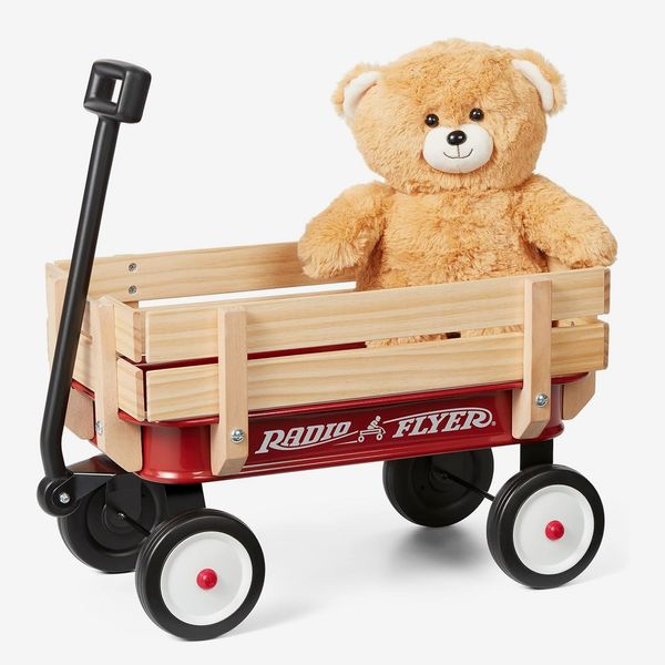 Radio Flyer My 1st Steel & Wood Toy Wagon with Teddy Bear