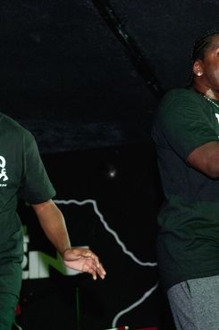 CHICAGO, IL - JULY 27: Pusha T (R) performs during the GOOD Music event presented by Heineken Red Star Access hosted by Rosa Acosta featuring Cyhi Da Prynce And Pusha T at The Shrine on July 27, 2011 in Chicago, Illinois. (Photo by Daniel Boczarski/WireImage for Heineken)