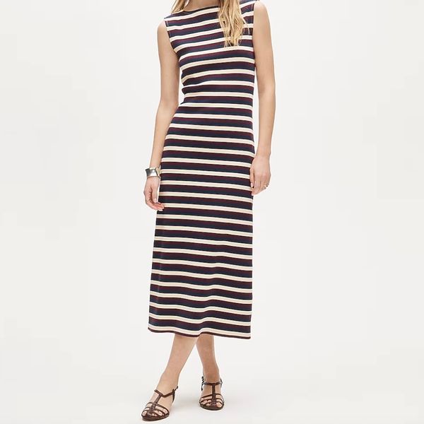 J.Crew Knit Boatneck Midi Dress in Stripe