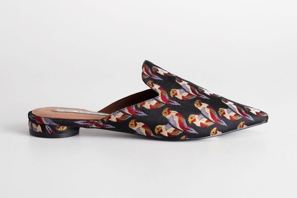 & Other Stories Tropical Bird Jacquard Slip Ons