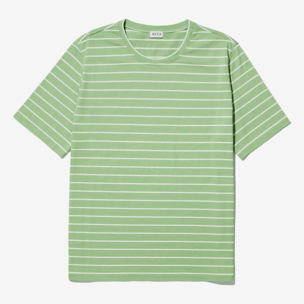 Kule The Modern Tee - Avocado/White Pinstripe