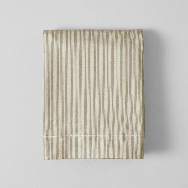 Toast Organic Cotton Ticking Stripe Flat Sheet