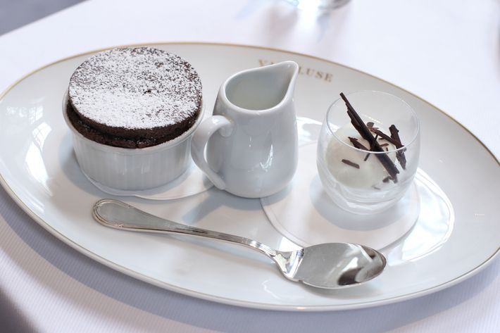 A traditional chocolate soufflé.