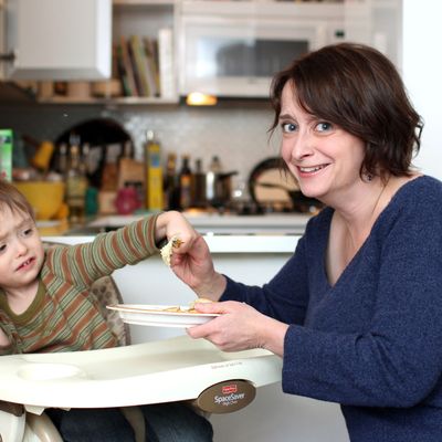 Dratch with her son Eli, who is not a big fan of fritters.