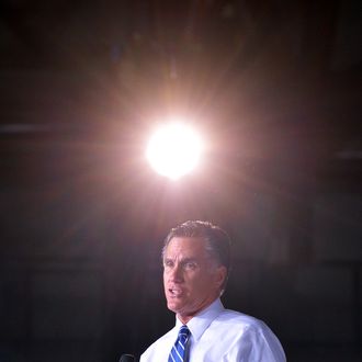  US Republican presidential candidate Mitt Romney speaks during a campaign rally at the Wings Over the Rockies Air and Space Museum in Denver, Colorado, on October 1, 2012. 