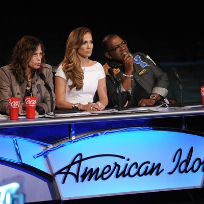 AMERICAN IDOL: Hollywood: L-R: Steven Tyler, Jennifer Lopez and Randy Jackson on AMERICAN IDOL airing Wednesday, Feb. 15 (8:00-10:00 PM ET/PT) on FOX.